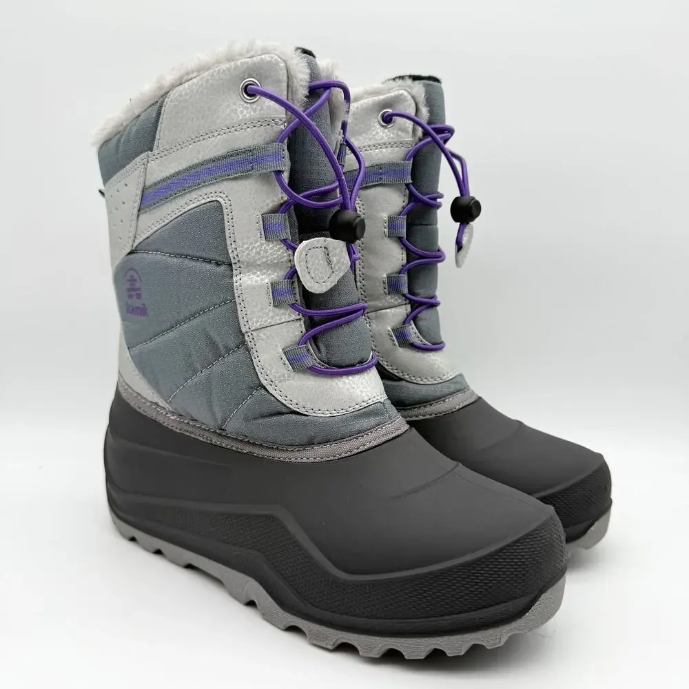 Kamik Kids Maxx Winter Boots US 6 EU 38 Gray Waterproof EUC